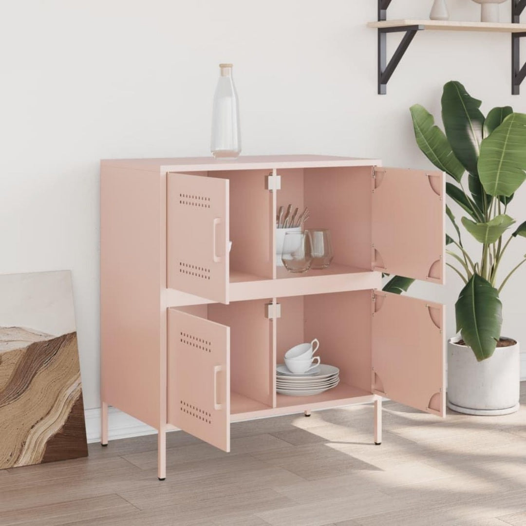 Sideboard in Rosa mit einem Metallgestell