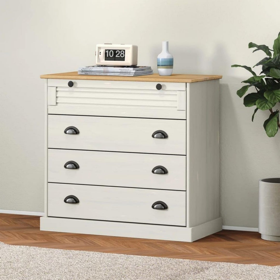 Sideboard in Weiss und Naturbraun mit Schubladen