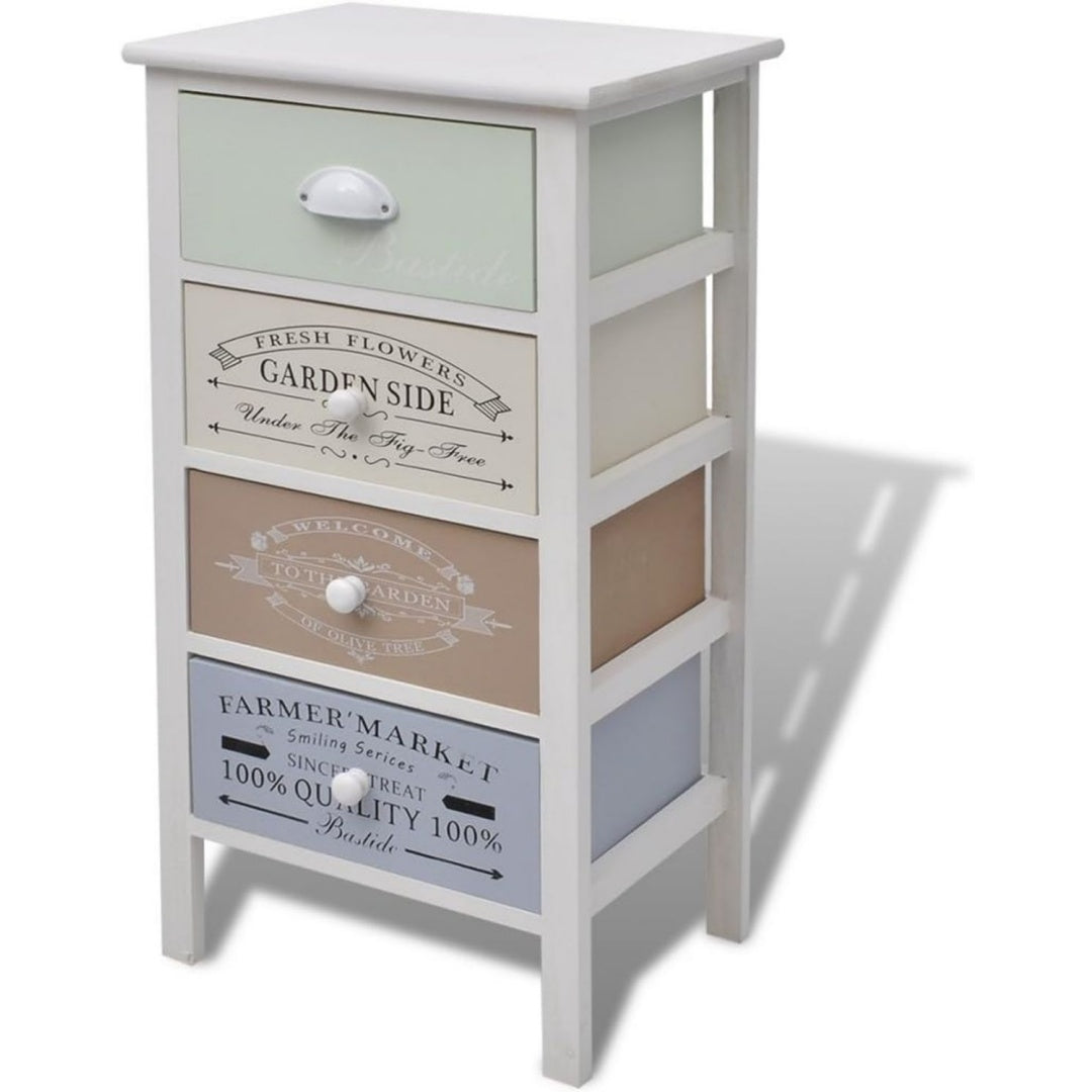 Sideboard in Weiss und Mehrfarbig mit 4 Schubladen