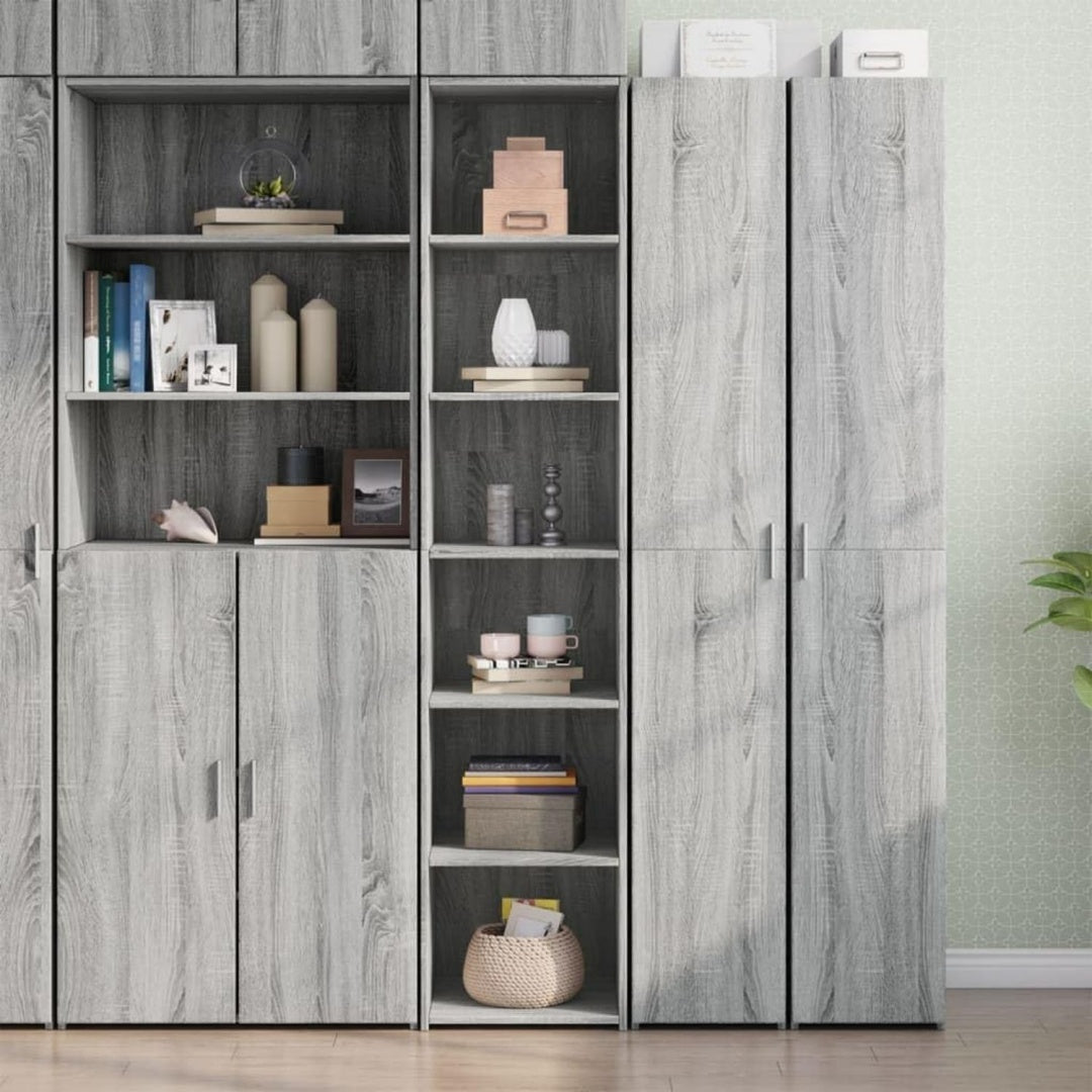Hochschrank mit den Massen 40 x 41 x 185 cm in Eichenbraun und Grau