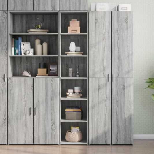 Hochschrank mit den Massen 40 x 41 x 185 cm in Eichenbraun und Grau