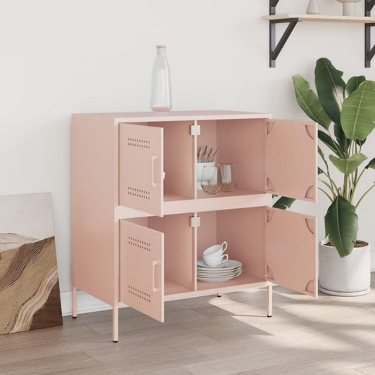 Sideboard in Rosa mit einem Metallgestell
