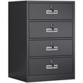 Die Gestaltung von dem Sideboard wird durch Metall gepraegt in Schwarz
