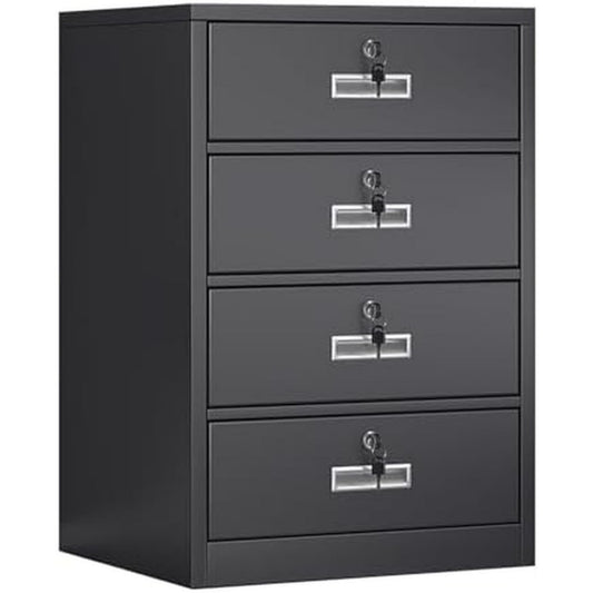 Die Gestaltung von dem Sideboard wird durch Metall gepraegt in Schwarz