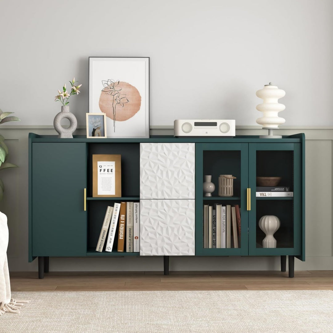 Sideboard mit 2 Schubladen, Glastueren und Schubladen