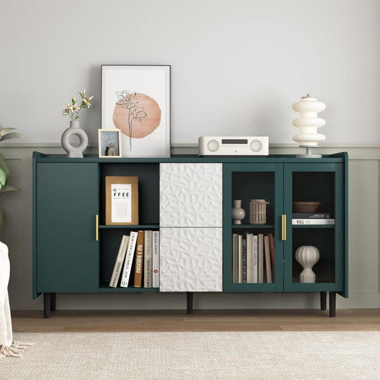 Sideboard mit 2 Schubladen, Glastueren und Schubladen