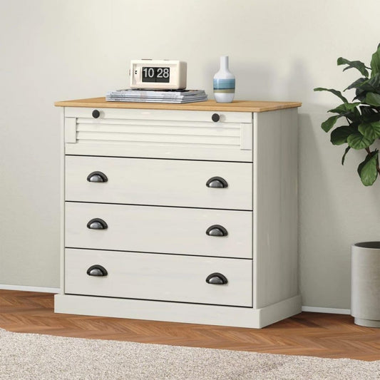Sideboard in Weiss und Naturbraun mit Schubladen