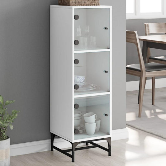 Hochschrank in Weiss mit Glastueren