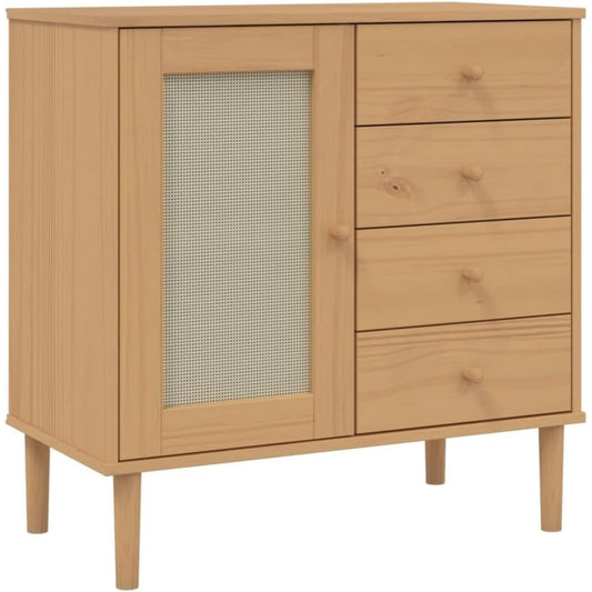 Sideboard aus Rattan und Kiefernholz mit Schubladen