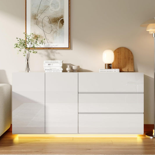 Sideboard mit 2 Tueren, 3 Schubladen und LED Beleuchtung