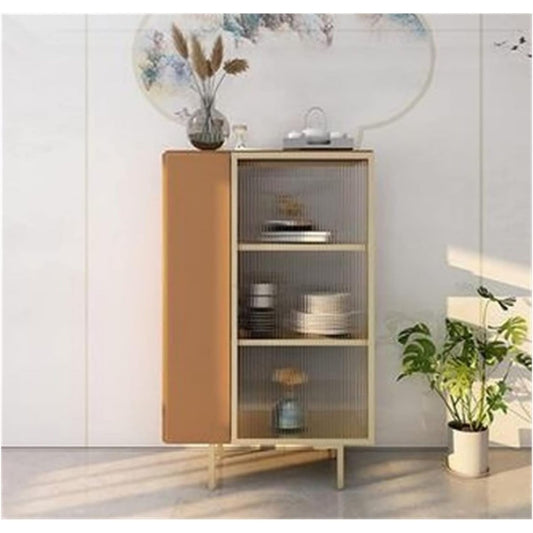 Sideboard aus Glas zeigt offene Ablagen
