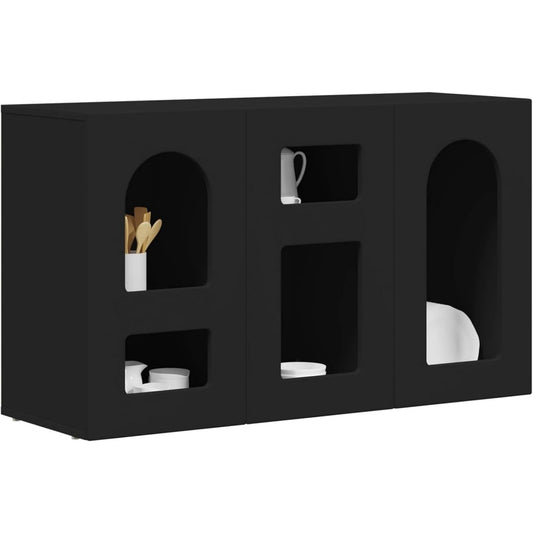 Das Sideboard misst 100 x 35 x 59 cm in Schwarz