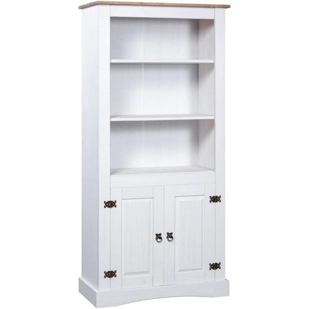 Sideboard mit den Massen 80 x 40 x 170 cm in Weiss und Naturbraun