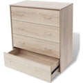 4 Schubladen an dem Sideboard aus Samt und Holzwerkstoff